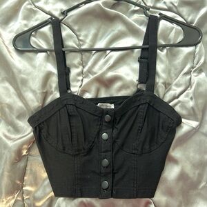 Charlotte Russe Black Button-Up Tank Top